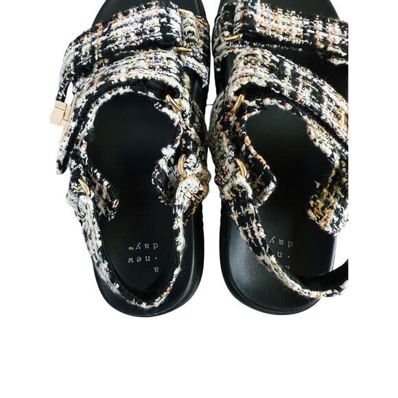 A New Day Black Tweed Sling Back Sandals 6.5 Black - Picture 4 of 10